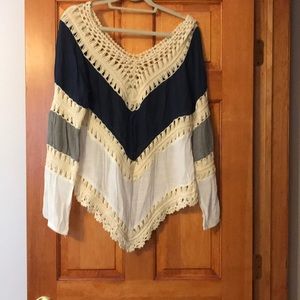 Pretty semi shear blouse with crochet details